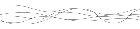 Thin curved wavy lines. Five black wavy lines on white background. Vector illustrationのイラスト素材