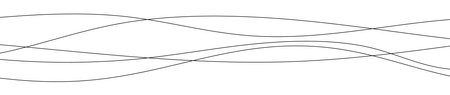 Thin curved wavy lines. Five black wavy lines on white background. Vector illustrationのイラスト素材