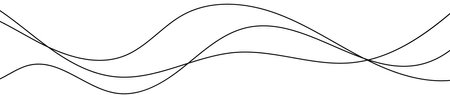 Thin curved wavy lines. Three black wavy lines on white background. Vector illustrationのイラスト素材