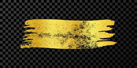 Gold brush stroke. Hand drawn ink spot isolated on transparent background. Vector illustrationのイラスト素材