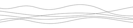 Thin curved wavy lines. Five black wavy lines on white background. Vector illustrationのイラスト素材