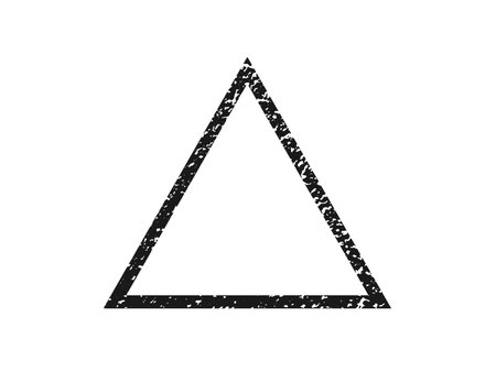 Grunge border in triangle form. Dark textured frame with empty space on white background. Vector illustrationのイラスト素材