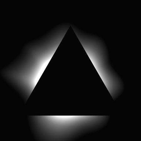 Triangle illuminated frame with gradient. White triangle neon banner isolated on black background. Vector illustrationのイラスト素材