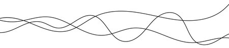 Thin curved wavy lines. Three black wavy lines on white background. Vector illustrationのイラスト素材