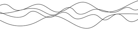 Thin curved wavy lines. Four black wavy lines on white background. Vector illustrationのイラスト素材