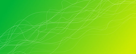 Abstract gradient background with wave beams. Abstract green gradient background with motion blurred white curves. Header banner. Bright abstract presentation backdrop. Vector illustrationのイラスト素材