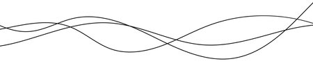 Thin curved wavy lines. Three black wavy lines on white background. Vector illustrationのイラスト素材