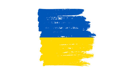 Ukrainian national flag in grunge style. Painted with a brush stroke flag of Ukraine. vector illustrationのイラスト素材