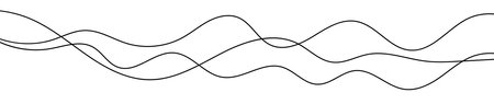 Thin curved wavy lines. Three black wavy lines on white background. Vector illustrationのイラスト素材