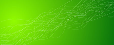 Abstract gradient background with wave beams. Abstract green gradient background with motion blurred white curves. Header banner. Bright abstract presentation backdrop. Vector illustrationのイラスト素材