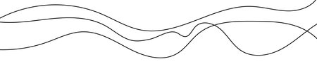 Thin curved wavy lines. Three black wavy lines on white background. Vector illustrationのイラスト素材