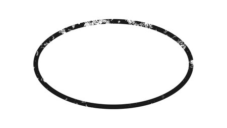 Grunge border in oval form. Dark textured frame with empty space on white background. Vector illustrationのイラスト素材