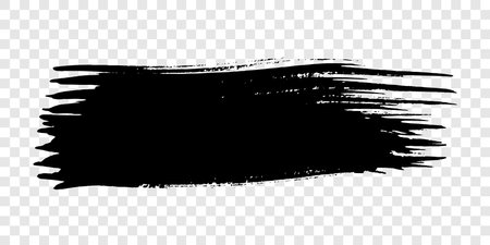 Black brush stroke. Hand drawn ink spot isolated on transparent background. Vector illustrationのイラスト素材