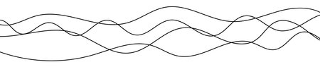 Thin curved wavy lines. Four black wavy lines on white background. Vector illustrationのイラスト素材