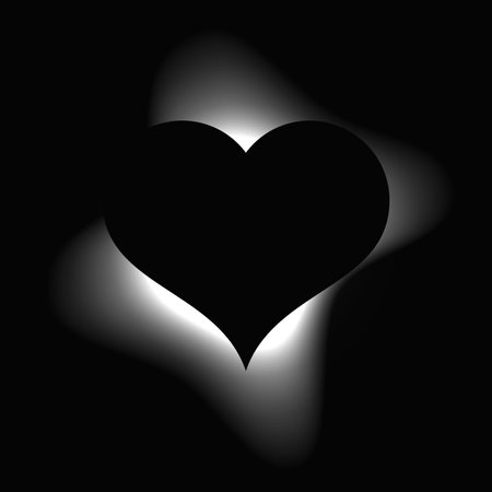 Heart illuminated frame with gradient. White heart neon banner isolated on black background. Vector illustrationのイラスト素材