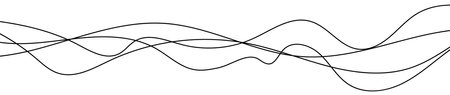 Thin curved wavy lines. Four black wavy lines on white background. Vector illustrationのイラスト素材