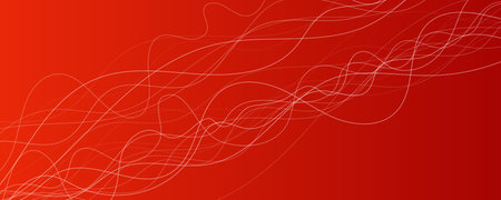 Abstract gradient background with wave beams. Abstract red gradient background with motion blurred white curves. Header banner. Bright abstract presentation backdrop. Vector illustrationのイラスト素材