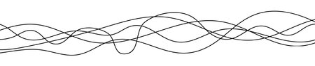 Thin curved wavy lines. Five black wavy lines on white background. Vector illustrationのイラスト素材