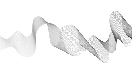 Abstract backdrop with gray wave gradient lines on white background. Modern technology background, wave design. Vector illustrationのイラスト素材