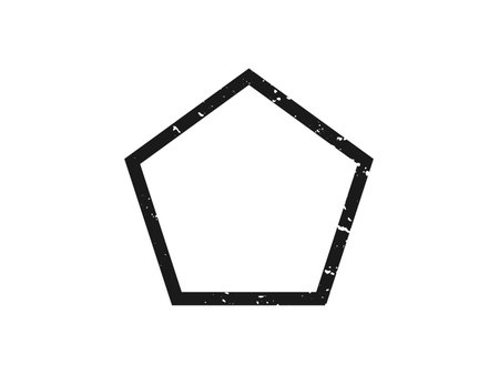 Grunge border in pentagon form. Dark textured frame with empty space on white background. Vector...
