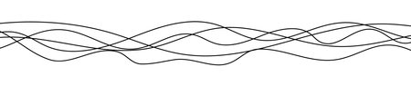 Thin curved wavy lines. Five black wavy lines on white background. Vector illustrationのイラスト素材