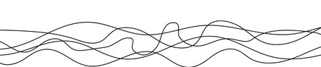 Thin curved wavy lines. Five black wavy lines on white background. Vector illustration