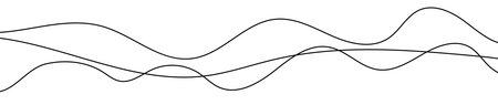 Thin curved wavy lines. Three black wavy lines on white background. Vector illustrationのイラスト素材