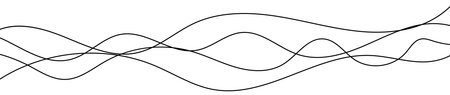 Thin curved wavy lines. Four black wavy lines on white background. Vector illustration