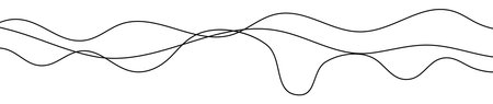 Thin curved wavy lines. Three black wavy lines on white background. Vector illustrationのイラスト素材