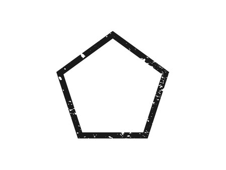 Grunge border in pentagon form. Dark textured frame with empty space on white background. Vector...