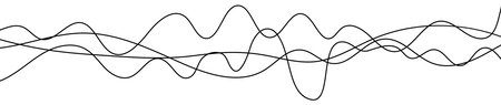 Thin curved wavy lines. Four black wavy lines on white background. Vector illustrationのイラスト素材