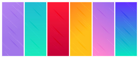 Set of six abstract gradient backgrounds with lines and shadows. Header banner. Bright abstract...