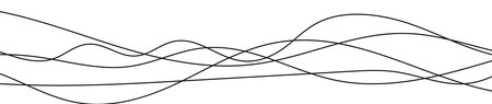 Thin curved wavy lines. Five black wavy lines on white background. Vector illustration