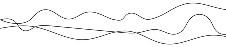 Thin curved wavy lines. Three black wavy lines on white background. Vector illustration