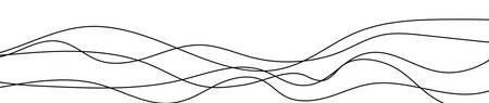 Thin curved wavy lines. Five black wavy lines on white background. Vector illustrationのイラスト素材