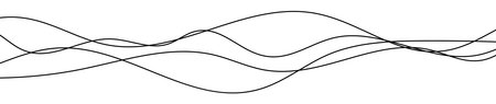 Thin curved wavy lines. Four black wavy lines on white background. Vector illustration