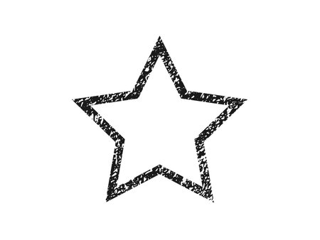 Grunge border in star form. Dark textured frame with empty space on white background. Vector illustrationのイラスト素材