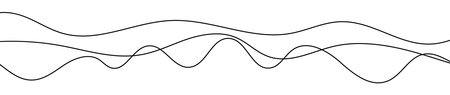 Thin curved wavy lines. Three black wavy lines on white background. Vector illustration
