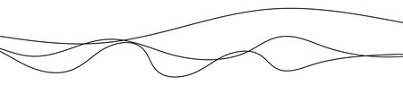 Thin curved wavy lines. Three black wavy lines on white background. Vector illustrationのイラスト素材