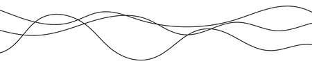 Thin curved wavy lines. Three black wavy lines on white background. Vector illustration