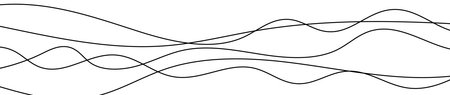 Thin curved wavy lines. Five black wavy lines on white background. Vector illustration