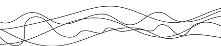 Thin curved wavy lines. Five black wavy lines on white background. Vector illustration