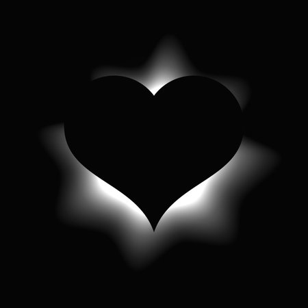 Heart illuminated frame with gradient. White heart neon banner isolated on black background. Vector illustrationのイラスト素材
