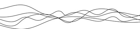 Thin curved wavy lines. Five black wavy lines on white background. Vector illustrationのイラスト素材