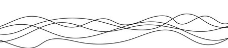 Thin curved wavy lines. Five black wavy lines on white background. Vector illustration