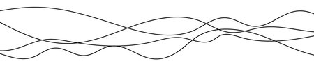 Thin curved wavy lines. Four black wavy lines on white background. Vector illustration