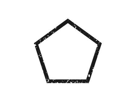 Grunge border in pentagon form. Dark textured frame with empty space on white background. Vector illustrationのイラスト素材