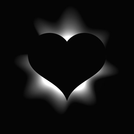 Heart illuminated frame with gradient. White heart neon banner isolated on black background. Vector illustrationのイラスト素材
