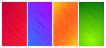 Set of four abstract gradient backgrounds with lines and shadows. Header banner. Bright abstract presentation backdrop. Vector illustrationのイラスト素材