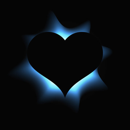 Heart illuminated frame with gradient. Blue heart neon banner isolated on black background. Vector illustrationのイラスト素材